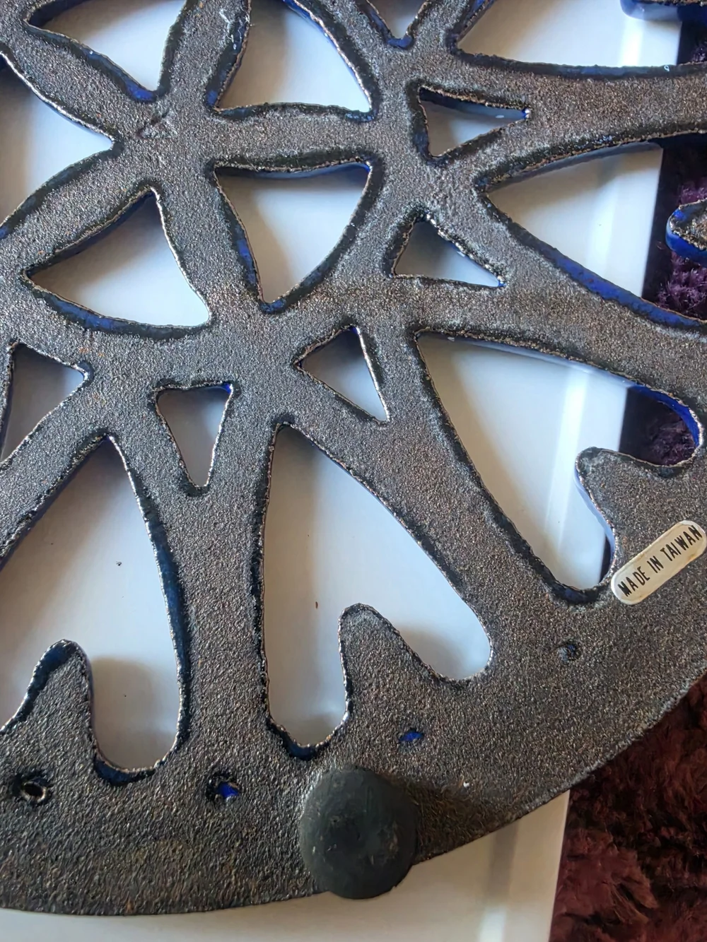 Blue and White Cast Iron Trivet